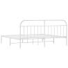 Metal Bed Frame with Headboard - White 200x200 cm | Hipo Market