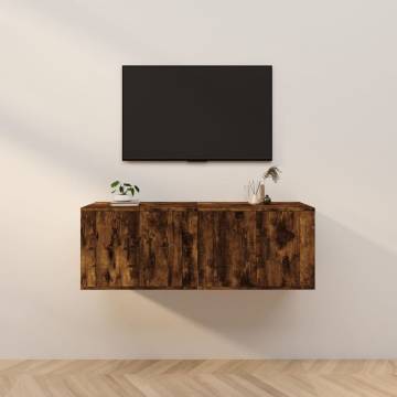 Wall-mounted TV Cabinets - 2 pcs Smoked Oak | Hippomarket