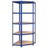 5-Layer Shelves - Blue Steel & Engineered Wood (3 pcs)