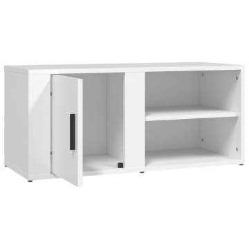 Stylish White TV Cabinet - 80x31.5x36 cm Engineered Wood