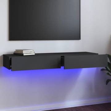 Stylish Grey TV Cabinet with LED Lights - 120x35 cm