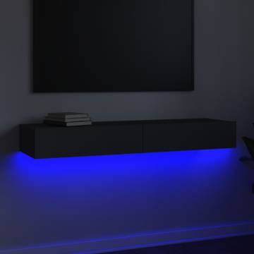 Stylish Grey TV Cabinet with LED Lights - 120x35 cm