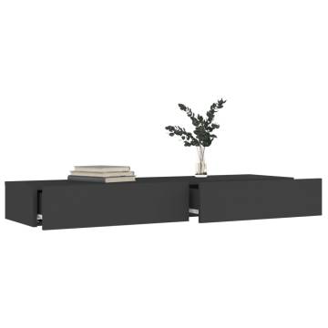 Stylish Grey TV Cabinet with LED Lights - 120x35 cm