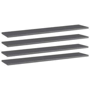 High Gloss Grey Bookshelf Boards - 4 pcs | Hipo Market