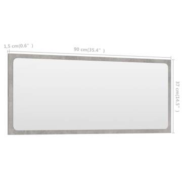 Concrete Grey Bathroom Mirror 90x1.5x37 cm | Stylish Design