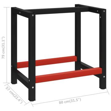 Metal Work Bench Frame - 80x57x79 cm - Black & Red