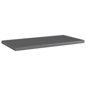 High Gloss Grey Bookshelf Boards - 8 pcs | HipoMarket