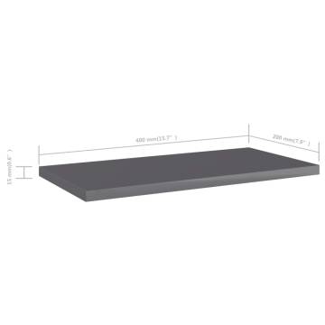 High Gloss Grey Bookshelf Boards - 8 pcs | HipoMarket