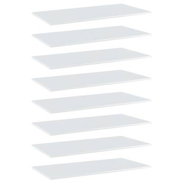 High Gloss White Bookshelf Boards - 8 pcs | HipoMarket UK