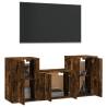 3 Piece TV Cabinet Set - Smoked Oak Engineered Wood