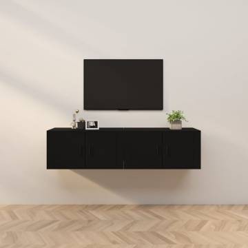 Stylish Black Wall-mounted TV Cabinets - 2 pcs (80x34.5x40 cm)