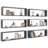 Stylish Wall Cube Shelf Set - 6 pcs Grey | Hipomarket