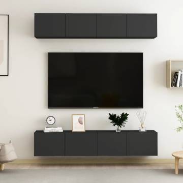 Stylish Black TV Cabinets - 4 pcs, 80x30x30 cm | HipoMarket