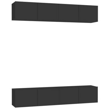 Stylish Black TV Cabinets - 4 pcs, 80x30x30 cm | HipoMarket