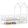 Day Bed with Roof White 90x190 cm Solid Wood Pine Colour white Size 90 x 190 cm 