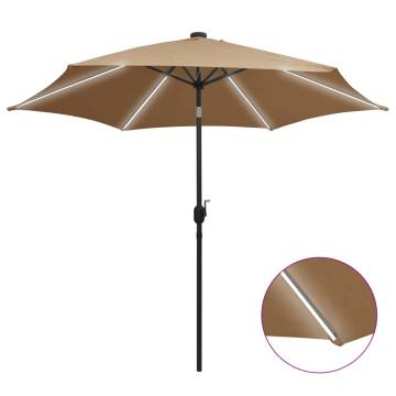 LED Parasol with Aluminium Pole - 300cm Taupe | Hipo Market