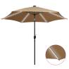 Parasol with LED Lights and Aluminium Pole 300 cm Taupe Colour taupe Quantity in Package 1 