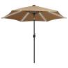 LED Parasol with Aluminium Pole - 300cm Taupe | Hipo Market