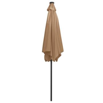 LED Parasol with Aluminium Pole - 300cm Taupe | Hipo Market