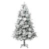 Pre-lit Flocked Christmas Tree with Cones - 195 cm