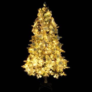 Pre-lit Flocked Christmas Tree with Cones - 195 cm