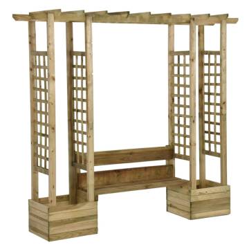 Garden Pergola with Bench & Planters - Solid Wood Pine