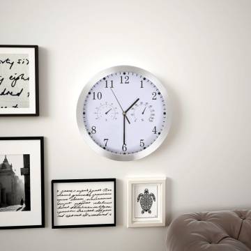 Wall Clock with Quartz Movement & Hygrometer - White