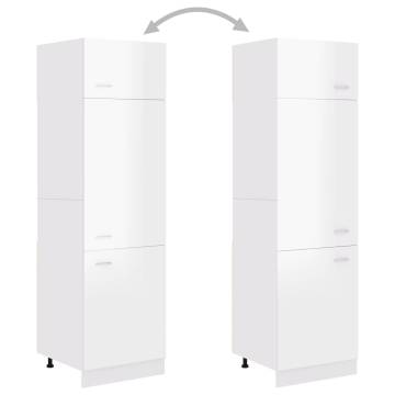 High Gloss White Refrigerator Cabinet - 60x57x207 cm