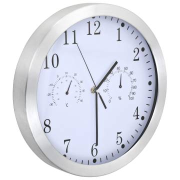 Wall Clock with Quartz Movement & Hygrometer - White