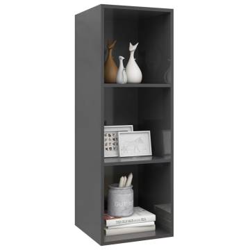 Modern Wall-Mounted TV Cabinet High Gloss Grey - 37x37x107 cm