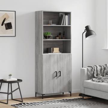 Stylish Highboard Grey Sonoma - 69.5x34x180 cm | Hipomarket