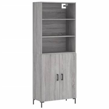 Stylish Highboard Grey Sonoma - 69.5x34x180 cm | Hipomarket