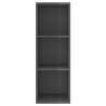 Modern Wall-Mounted TV Cabinet High Gloss Grey - 37x37x107 cm