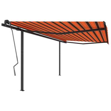 Manual Retractable Awning 4.5x3m - Orange & Brown