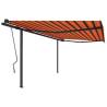 Manual Retractable Awning 4.5x3m - Orange & Brown