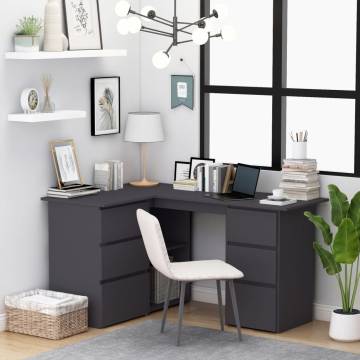 Corner Desk Grey 145x100 cm | Practical Storage Solution