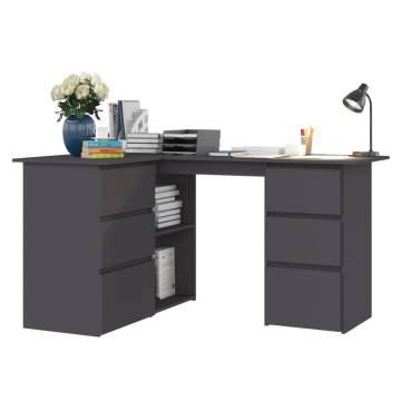 Corner Desk Grey 145x100 cm | Practical Storage Solution