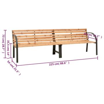 Twin Garden Bench 225 cm - Solid Wood Fir | Hipomarket