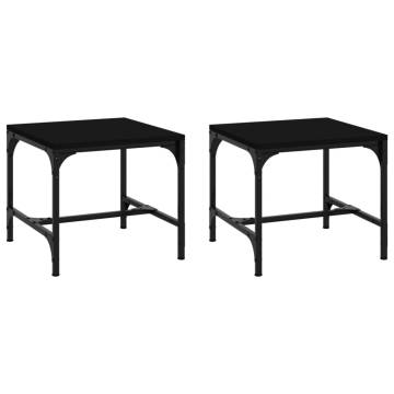 Stylish Black Side Tables - 2 pcs | Engineered Wood 40x40x35 cm