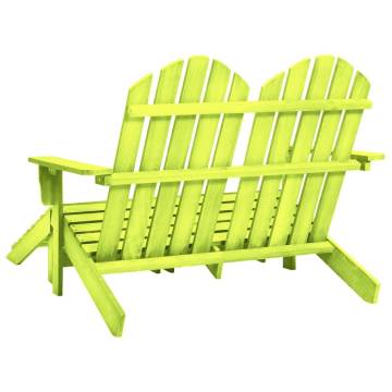 2-Seater Garden Adirondack Chair & Ottoman - Green Fir Wood