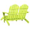 2-Seater Garden Adirondack Chair & Ottoman - Green Fir Wood