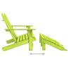 2-Seater Garden Adirondack Chair & Ottoman - Green Fir Wood