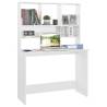 Stylish High Gloss White Desk with Shelf - Space Saving Design