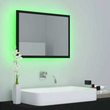 LED Bathroom Mirror Black - 60x8.5x37 cm Acrylic