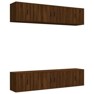 6 Piece Brown Oak TV Cabinet Set - Stylish & Practical