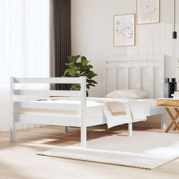 White Solid Wood Bed Frame 90x190 cm - Classic Design