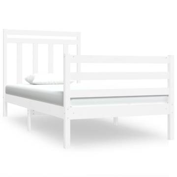 White Solid Wood Bed Frame 90x190 cm - Classic Design