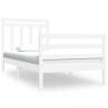 White Solid Wood Bed Frame 90x190 cm - Classic Design