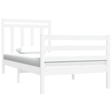 White Solid Wood Bed Frame 90x190 cm - Classic Design