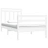 White Solid Wood Bed Frame 90x190 cm - Classic Design